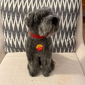 Steiff Hexie Plush Schnauzer Dog Toy with Red Collar 10” NWT
